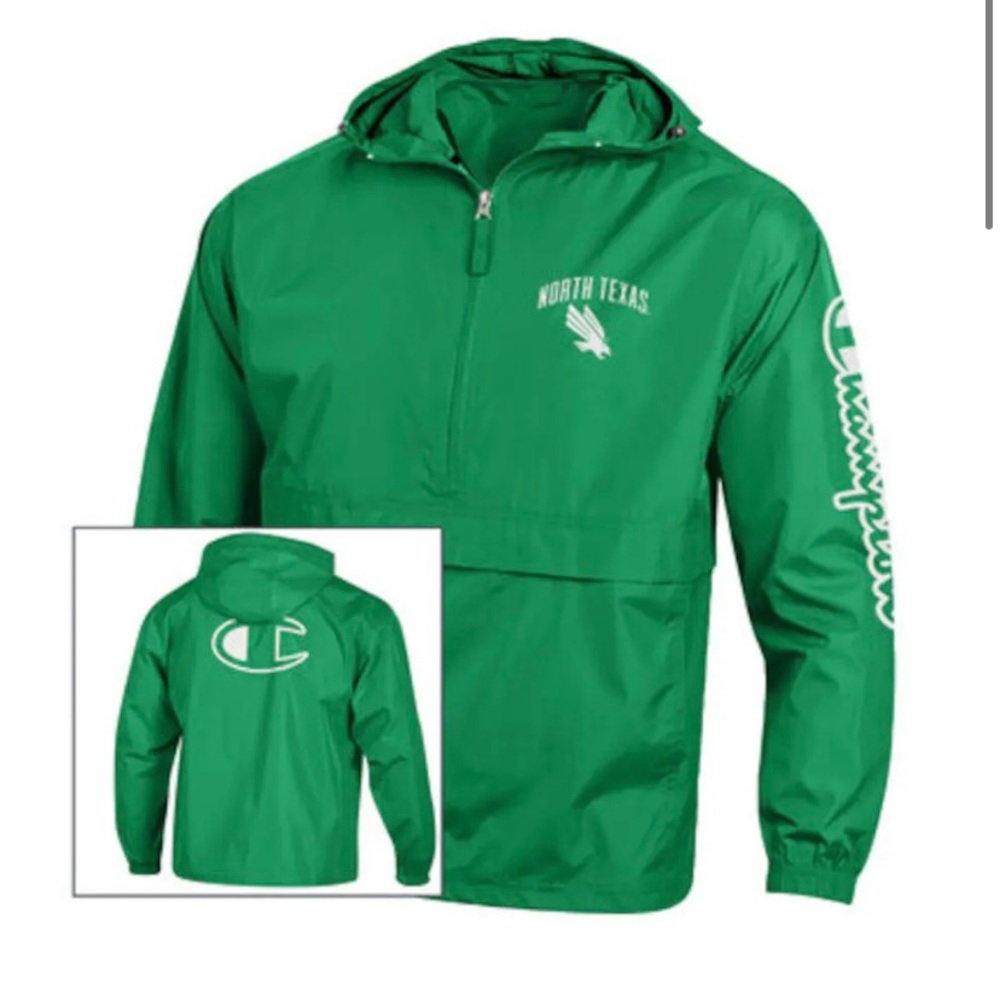 UNT Champion Half Zip Packable Jacket 💚